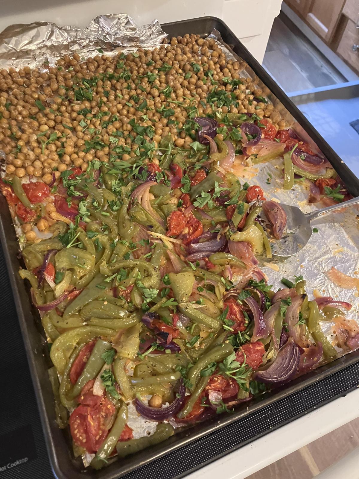 Roasted chickpeas and veggies